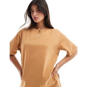 NIKE *Like New* Swoosh Loose Fit 100% Cotton T-Shirt in Tan - Unisex Large